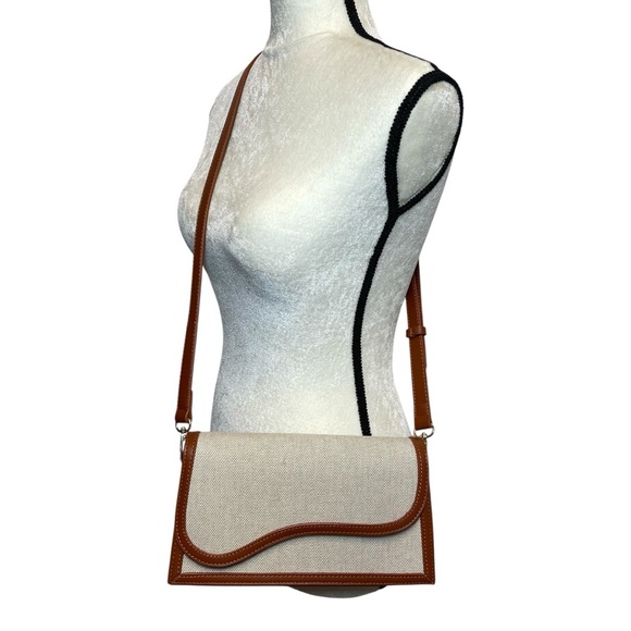 Telena Beige Crossbody Shoulder Bag with Brown Trim - Picture 1 of 13